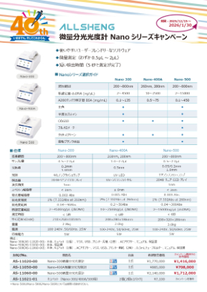【ビーエム機器】ALLSHENG 微量分光光度計 キャンペーン